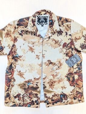 Rebel Vengeance Renaissance Tapestry Shacket Baroque Art Button Jacket